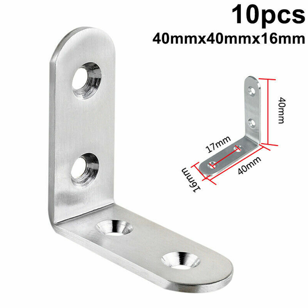 10Pcs L Shape Stainless Steel Angle Corner Brackets Right Angle Corner