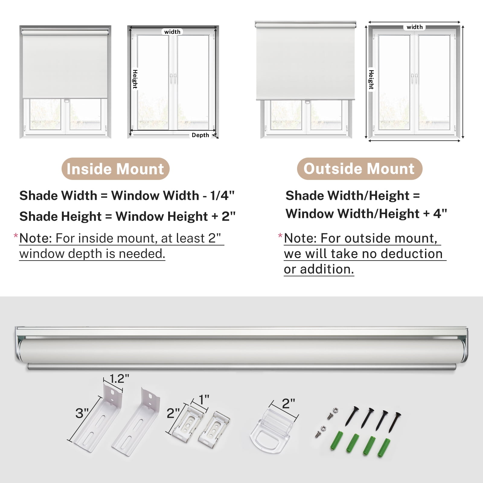 Keego Cordless Roller Blinds for Window 100% Blackout Privacy Bedroom Shade UV Protection Blinds for Office and Home, Ivory, 27"W x 42"H
