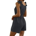 thumbnail image 4 of fheaev Jumpsuits for Women Casual Summer 1 Piece Outfits Solid Color Sleeveless Wide Leg Shorts Pants Rompers with Pockets Clubwear Loose Short Playsuits Rompers, 4 of 6