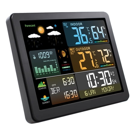 Weather Station,Weather Station With Clock Indoor Clock Temperature With Color Screen Weather Station With Clock 1 To Indoor And 3 And Temperature Temperature Meter