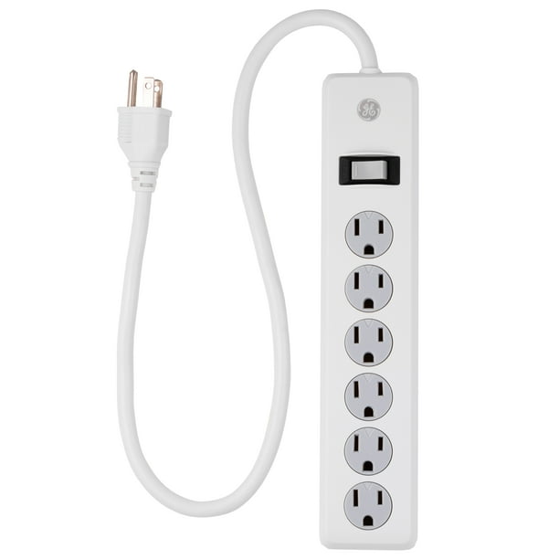 GE 6Outlet Surge Protector Power Strip, 2ft. Cord, Safety Covers