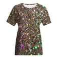 thumbnail image 4 of Fvwitlyh Basic Tops Femmes Femmes Tendance Col Rond T-Shirt à Manches Courtes Imprimé Numérique Casual Tee Violet, XXL, 4 of 5