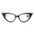 thumbnail image 4 of 3 Pairs of Women Blue Light Blocking Cat Eye Reading Glasses 4.00 Ladies Handmade Diamond Black Frame Readers +4.00 Strength, 4 of 6
