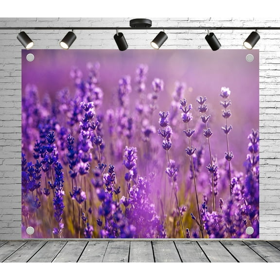 7x5ft Dreamy Lavender Field Backdrop Photoshoot Photo Backdrop Nature Scenery Background for Theme Party Wedding Birthday Baby Shower Decoration Banner Photo Booth Studio Props