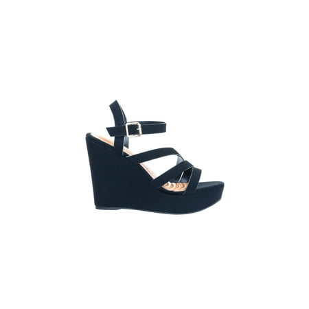Triple Platform - Celsius03 by Bamboo, Platform Wedge Triple Strap Open Toe Sandal w Padded Insole