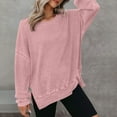 thumbnail image 5 of FAIWAD Sweatshirt for Women Long Sleeve Crew Neck Side Split Oversized Pullover Tops Trendy Casual Knit Clothes, 5 of 9