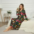 thumbnail image 3 of DISNIMO Womens Nightgown Mushroom Daisy Print Soft Long Sleeve Night Gown Full Length Sleepwear Comfy V Neck Nightshirt House Dress, M, 3 of 8