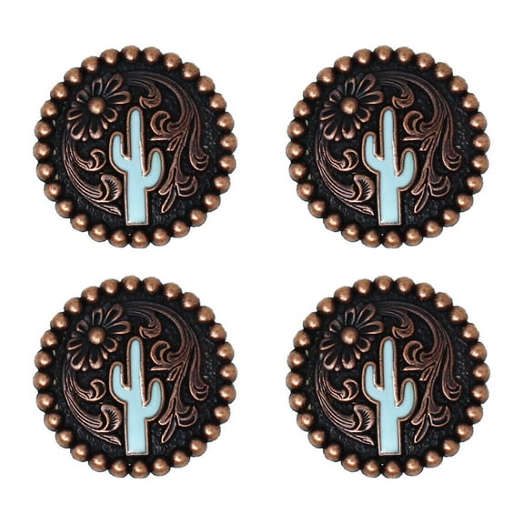 Set of 4 Screw Back Cactus Conchos Western Saddle Bridle Tack Bags 1-1/4" Co598