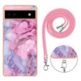 thumbnail image 4 of Case for Google Pixel 6a, Adjustable Detachable Crossbody Strap Neck Strap Silicone Bumper Marble Painted TPU Ultra Thin Shockproof Protective Phone Case Cover for Google Pixel 6a, Pink, 4 of 7