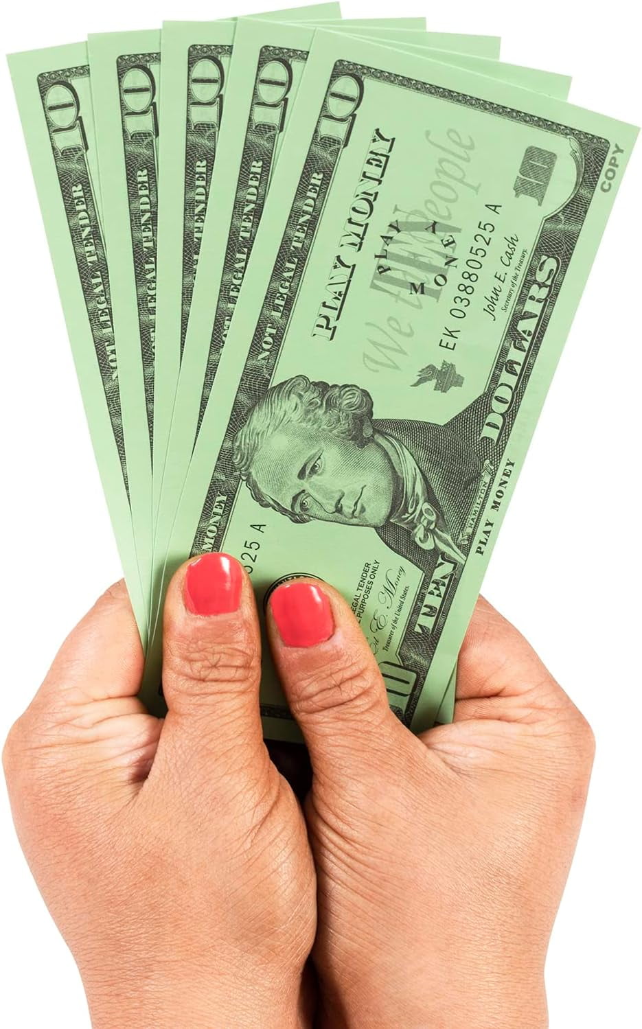 LEARNING ADVANTAGE Ten Dollar Play Bills - Set of 100 $10 Paper Bills - Designed and Sized Like Real US Currency - Teach Currency, Counting and Math with Play Money