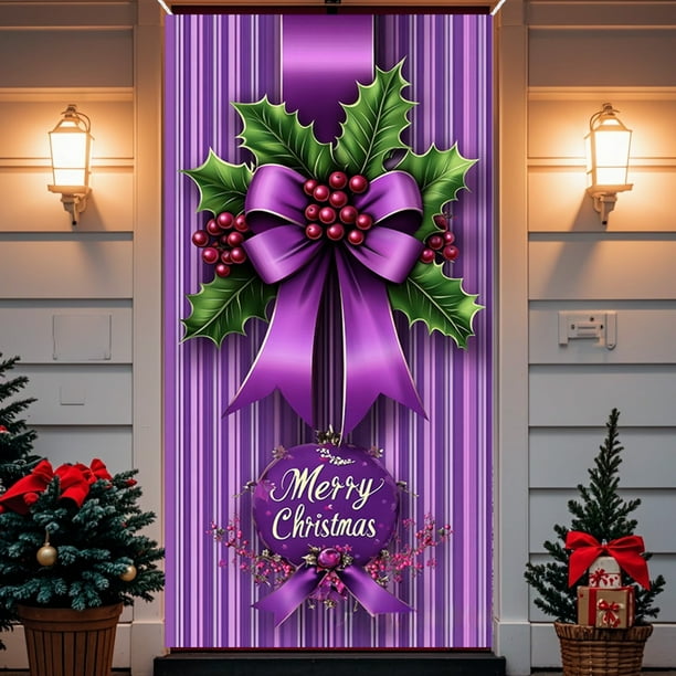 35 X 71 Inch Christmas Door Cover - Santa Claus Pattern - Christmas Day Door Decoration - Festival Party Decoration