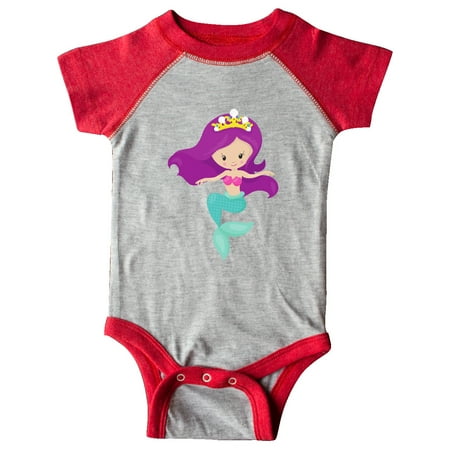 

Inktastic Cute Little Mermaid Purple Hair Crown Gift Baby Girl Bodysuit