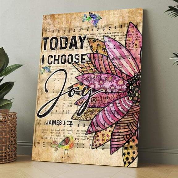 Jame 1:2 with Music Bible Verse Vintage Framed Canvas Wall Art, Christian Wall Decor for Office Living Room Bed Room, Inspirational Religious Wall Decor Gift