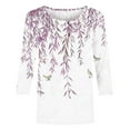 thumbnail image 4 of hxobax Womens Floral T Shirts 3/4 Sleeve Cute Tunic Tops Summer Casual Basic Tee Classic Tshirts Top, 4 of 5