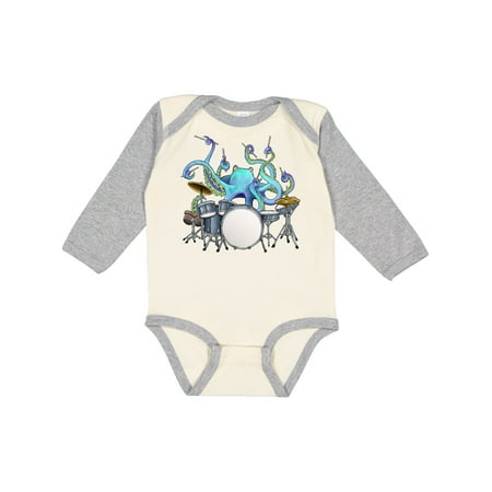 

Inktastic Cute Blue Octopus Drumming Gift Baby Boy or Baby Girl Long Sleeve Bodysuit