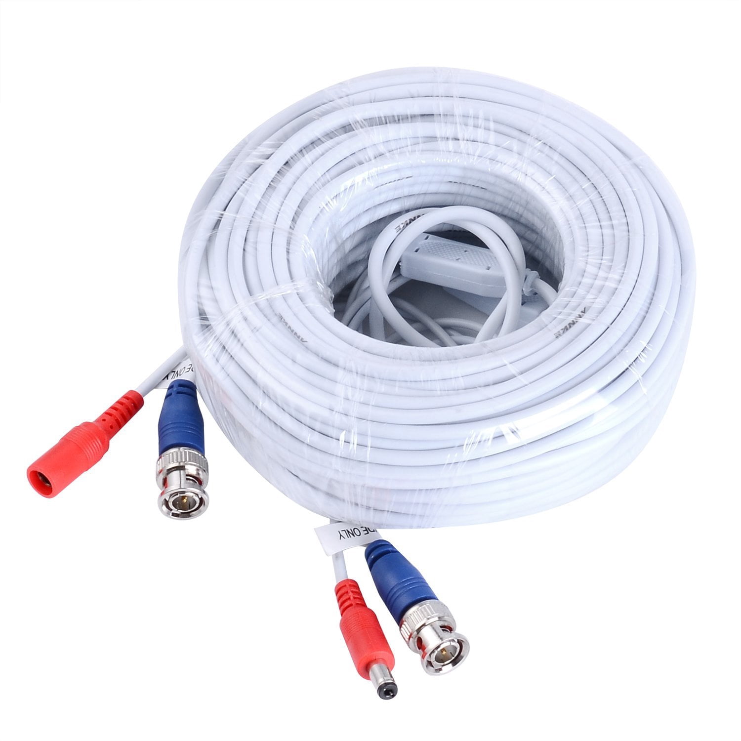 ANNKE 4 Pack 30M/100ft Video Power Cables, BNC Extension Wire for CCTV DVR System, White