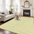 thumbnail image 3 of Yellow Striped Large Area Rugs for Bedroom Living Room, Soft Non Slip Carpet Bedside Rug, Modern Simple Farmhouse Beige Vintage Rectangular Floor Cover Kitchen Accent Rug 6'x9' for Dining Room/Office, 3 of 9