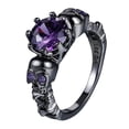 thumbnail image 1 of Couples Rings Copper Inlaid Zircon Women's Skeleton Bands Ring Size Lovers' Ring, 1 of 5