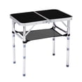 thumbnail image 4 of Hassch Black Foldable Camping Table with Storage Net Shelf, 3-Height Adjustable Aluminum Outdoor Side Table, 2ft Compact Picnic Table for Travel, Fishing, BBQ or Backyard, 4 of 10