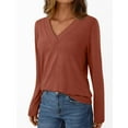 thumbnail image 4 of ClodeEU Long Sleeve V Neck Shirts for Women,Tunic Basic Tees ,Casual Comfortable Soft Shirt Watermelon Red,Womens Plus L, 4 of 6