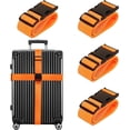 thumbnail image 1 of Set de 4 Correas de Equipaje para Maletas Ajustable, Cinturón para Maletas de Viaje de 1.8 Metros de Fácil Identificación, Accesorios de Viaje (Naranja), 1 of 5