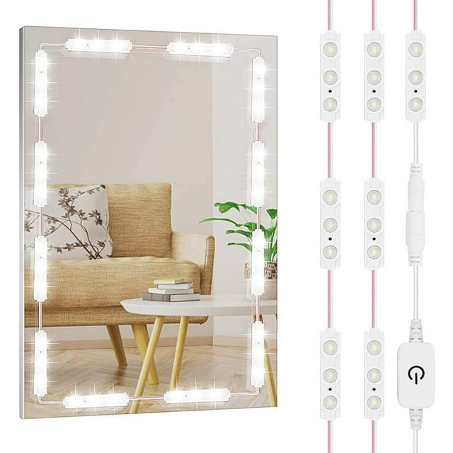 Led Vanity Mirror Lights - 60 LED Vanity Make Up Light, Ultra Bright White LED Mirror Lights with Dimmable Touch Control for Makeup Vanity Table & Bathroom Mirror (Mirror Not Include)