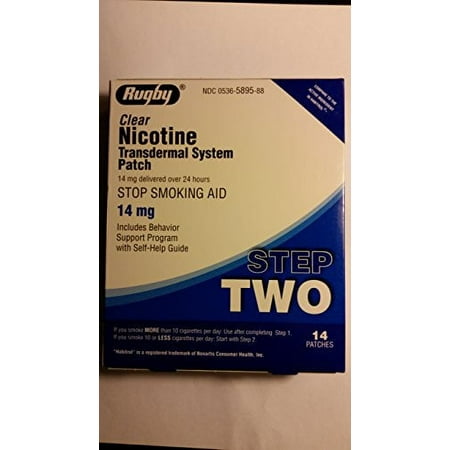 Rugby Clear Nicotine Transdermal System Step 2 ~ 14mg ~ 14 patches *Compare to Habitrol *