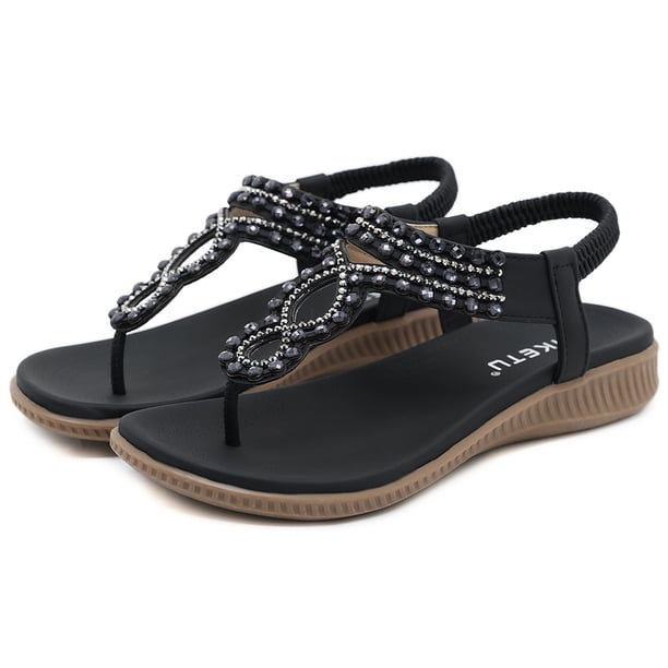 Sandalias de estilo bohemio para mujer Sandalias antideslizantes con purpurina a la moda para la playa de verano