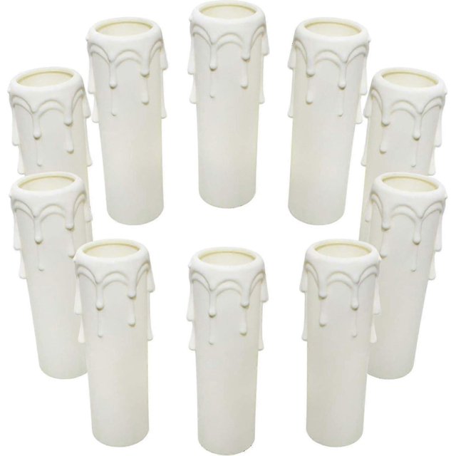 10 Pcs Candle Drip Sleeves 30 Mm X 100 Mm White Plastic Candle Covers Tubes For Chandelier Wall Lights -SJL