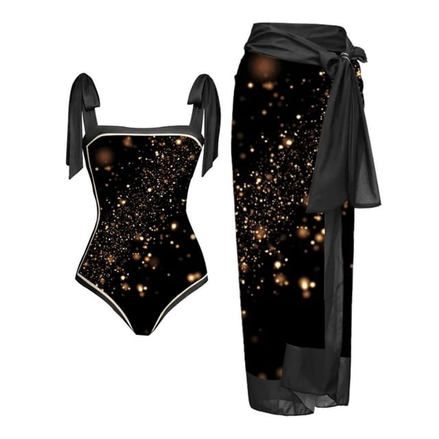 BEMS-Bañador de una pieza para mujer, falda de dos piezas, estampado multicolor, sexy