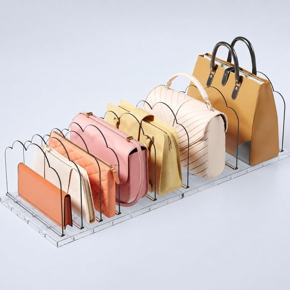 Norcho Purse Organizer for Closet 2 Pack, Clear Handbag Storage Organizer, Adjustable Clutch Bag Dividers for Closet Shelf, Bookshelf Dividers for Sweaters Bedroom Storage