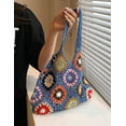 thumbnail image 3 of Kukuzhu Cute Floral Knitted Shoulder Bag Women Fairy Y2k Hobo Bag Crochet Small Hand Woven Beach Mesh Tote Purse, 3 of 8
