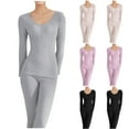 thumbnail image 5 of SnZhen Winter Loungewear Thermal Underwear Set Women Long Sleeved Solid Color Round Neck Warm Suits Pajama Set B-Black Free Size, 5 of 5
