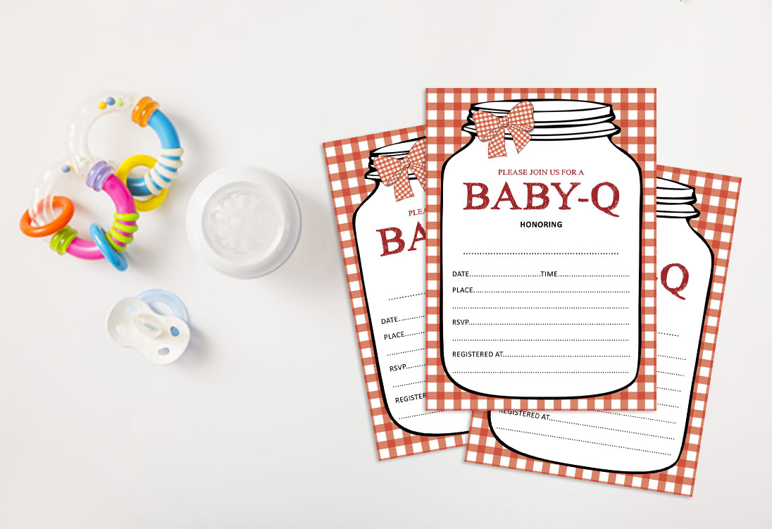 Inkdotpot 30 Fill In StyleBaby Shower Invitation Cards BBQ Gender Neutral Blank Invites