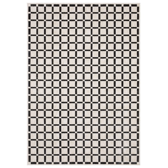Oriental Weavers Hunter HNT08 - Machine-Woven Area Rug - 5'3" x 7'6" - in Beige/ Black - Classic Style Bedroom, Bathroom, Entryway, Kitchen Rug