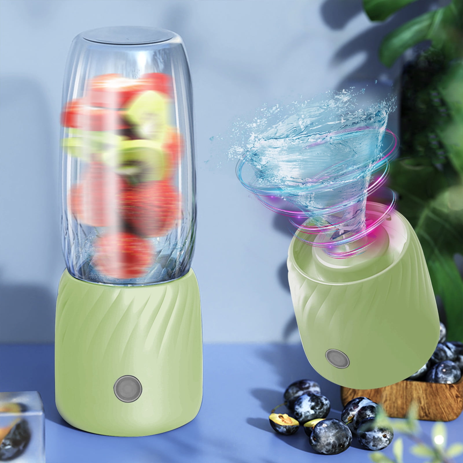Portable USB Rechargeable Blender Juicer Mini Fruit Juicer Machine For Shakes Smoothies Travel Outdoor Green 350ml