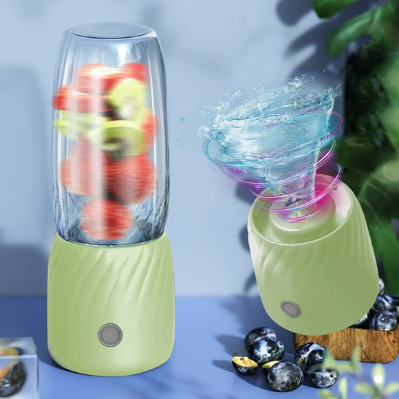 Licuadora portátil recargable por USB | 6 cuchillas de acero inoxidable | Licuadora de mano de 350ml para batidos, frutas, bebidas deportivas, viajes y exteriores | Fácil limpieza | Batería de