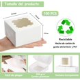 thumbnail image 2 of Cajas para Postres con Ventana, individuales para cupcakes, Cajas para Galletas Portátiles para Donas, Pasteles, Pastelería, Postres, para Bodas, Fiestas (100), 2 of 4