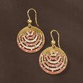 thumbnail image 4 of Ross-Simons Italian Pink and Red Enamel Milgrain Drop Earrings in 18kt Gold Over Sterling, Women's, Adult, 4 of 7
