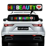 LED Scrolling Sign for Car with PU Cover, Flexible Advertising RGB LED Display USB 5V LED Car Sign Bluetooth App Control Custom Text Pattern Animation Programmable LED Display for Store Car Bar Hotel