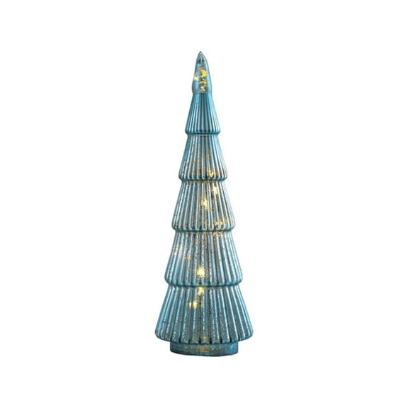 Glass Christmas Tree, Mercury Glass Christmas Tree with LED Light, Battery Operated Tabletop Xmas Tree for Fireplace Centerpiece Mantel Window Indoor Christmas Home Decor