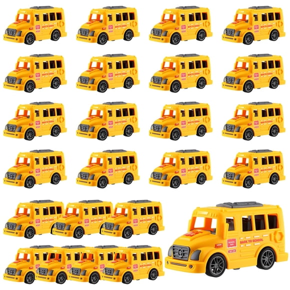 Autobús escolar de juguete Blueweenly Mini, 9,9 cm, plástico amarillo, 24 unidades
