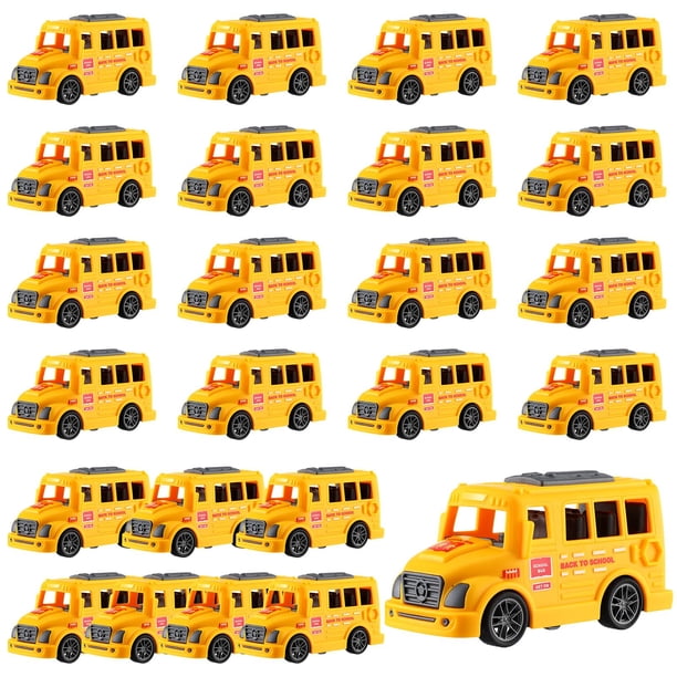 Autobús escolar de juguete Blueweenly Mini, 9,9 cm, plástico amarillo, 24 unidades