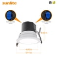 thumbnail image 3 of Sunlite 4" LED Commercial Recessed Round Downlight Fixture, Power Selectable 9W/13W/18W, 2000 Lmns, CCT Switch 27K/30K/35K/40K/50K, 90 CRI, Dimmable, Title-24 Compliant, ETL Listed, 3 of 10
