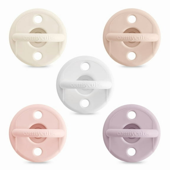 Comfy Cubs Baby Pacifier, 5 Pack - Breast-like, Soft Nipple Shape for Newborn, Multicolor Girl