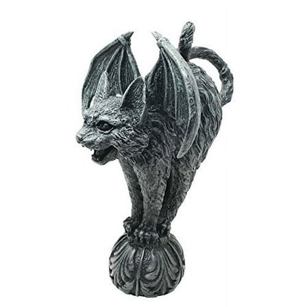Bizarre Gothic Eureka Bat Winged Cat Gargoyle Figurine Sculpture Stoic Guardian Castle Top Stone Creature