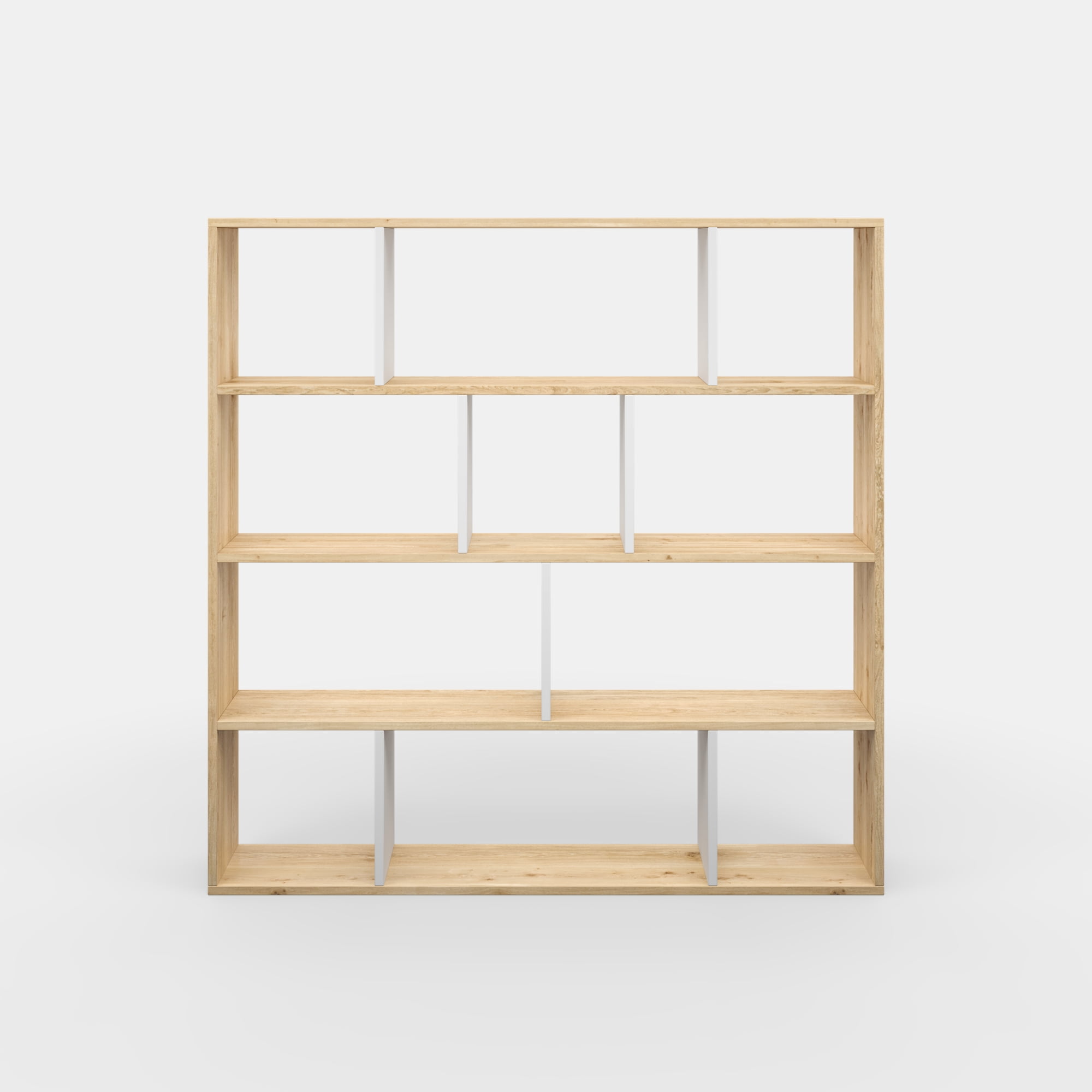 Ada Home Decor Hobdi 4 Tier Open Shelf Cube Modern Bookcase, Oak/White