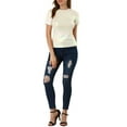 thumbnail image 2 of INSPIRE CHIC Women's Party Metallic Textured Short Sleeve Shiny Multi Color Tops, 2 of 6