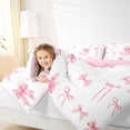 thumbnail image 3 of Castle Fairy Pink Bow Letter J Twin Comforter Sets 3-Piece for Girls,Ribbon Pattern Bedding Set,Pink Reversible, 3 of 6