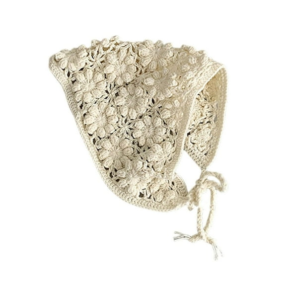 Classical Crochet Baby Bandana Hair Scarf Double Purpose Head Wrap Headwear Soft Texture Hairband for Newborns Girls